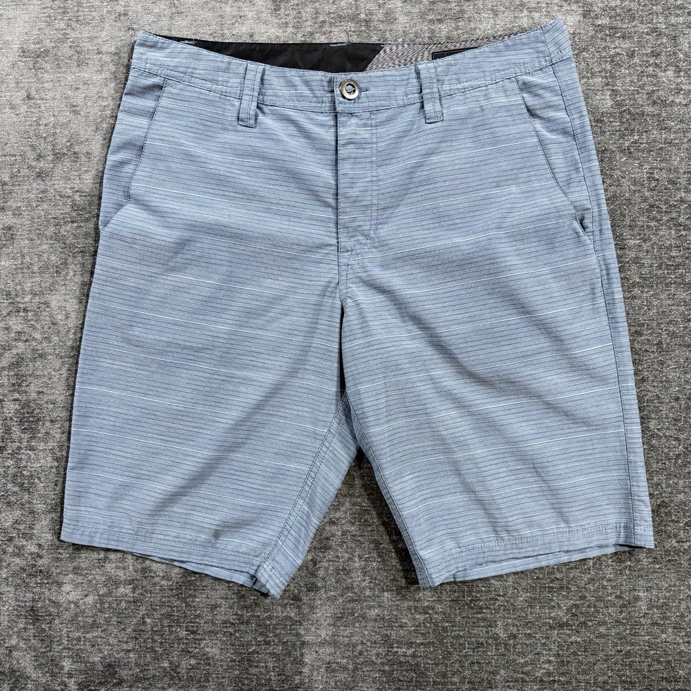 Volcom True To This Shorts‎ Men's Size 32 Blue Striped Hybrid Chino Flat Front